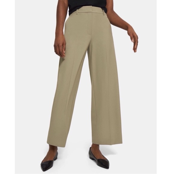 Theory Relaxed Pants in Stretch Wool Soft Sage - Picture 3 of 11